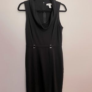 White House Black Market black, cowl neck, sleeveless dress.